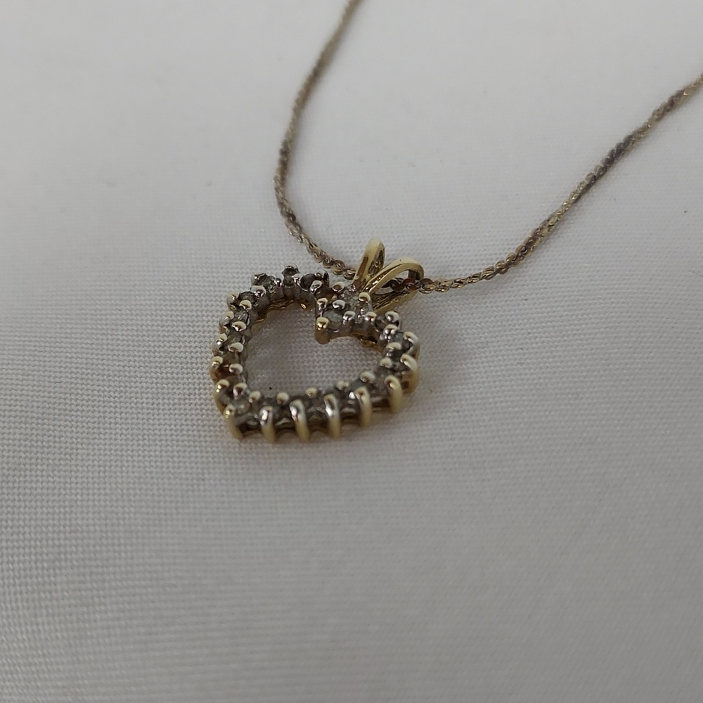 Vintage 10 Karat Gold Heart-shaped Pendant with Dnecraft Silver Necklace